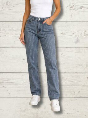 Streetwear Society Vintage Pinstripe Mom Jeans – Size 7 – NWT